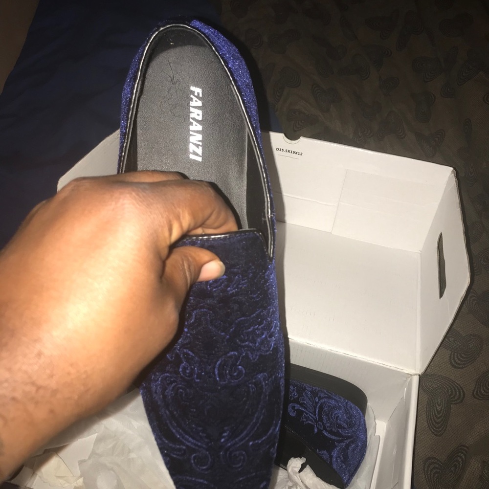 Blue Suede Paisley Dress Shoes- Mens